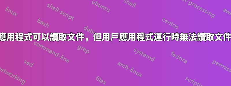 應用程式可以讀取文件，但用戶應用程式運行時無法讀取文件
