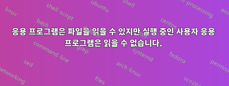 응용 프로그램은 파일을 읽을 수 있지만 실행 중인 사용자 응용 프로그램은 읽을 수 없습니다.