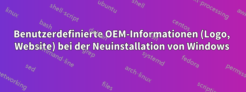 Benutzerdefinierte OEM-Informationen (Logo, Website) bei der Neuinstallation von Windows