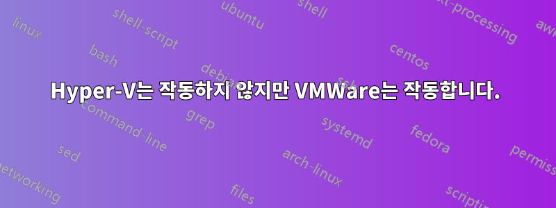 Hyper-V는 작동하지 않지만 VMWare는 작동합니다.