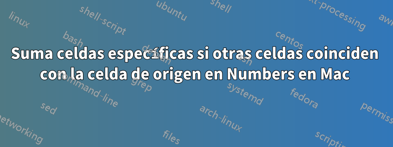 Suma celdas específicas si otras celdas coinciden con la celda de origen en Numbers en Mac