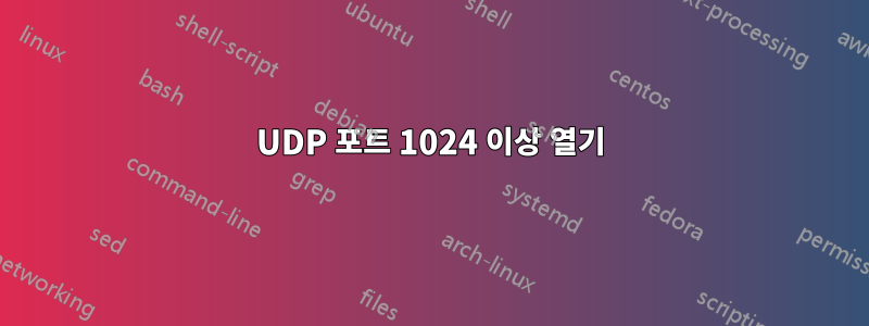 UDP 포트 1024 이상 열기