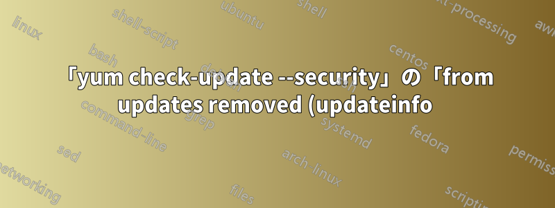 「yum check-update --security」の「from updates removed (updateinfo)」とはどういう意味ですか?