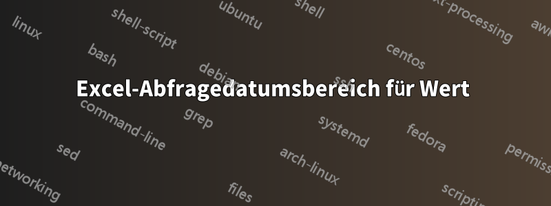 Excel-Abfragedatumsbereich für Wert