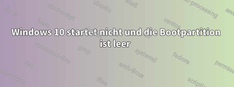 Windows 10 startet nicht und die Bootpartition ist leer