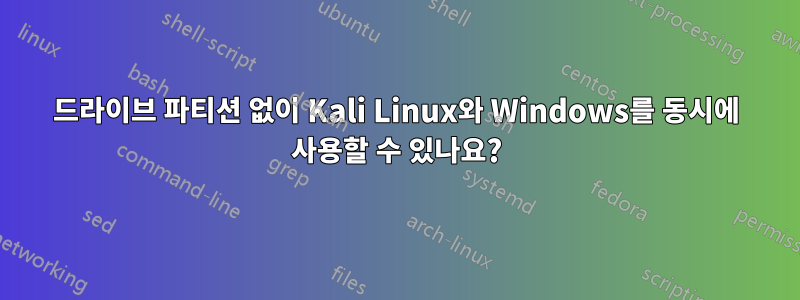 드라이브 파티션 없이 Kali Linux와 Windows를 동시에 사용할 수 있나요?