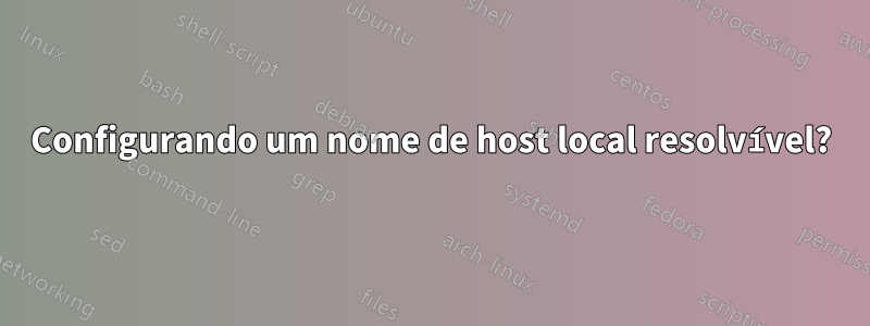 Configurando um nome de host local resolvível?