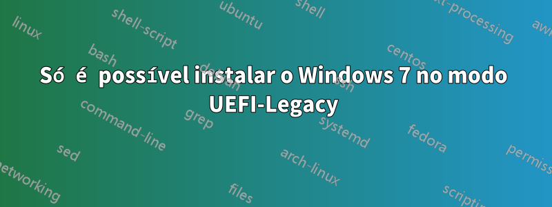Só é possível instalar o Windows 7 no modo UEFI-Legacy