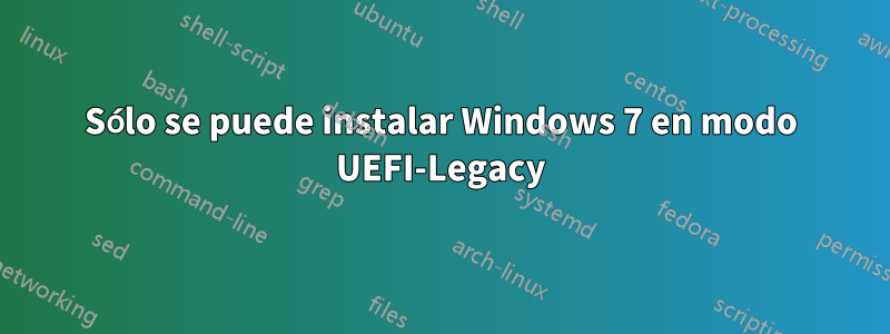 Sólo se puede instalar Windows 7 en modo UEFI-Legacy