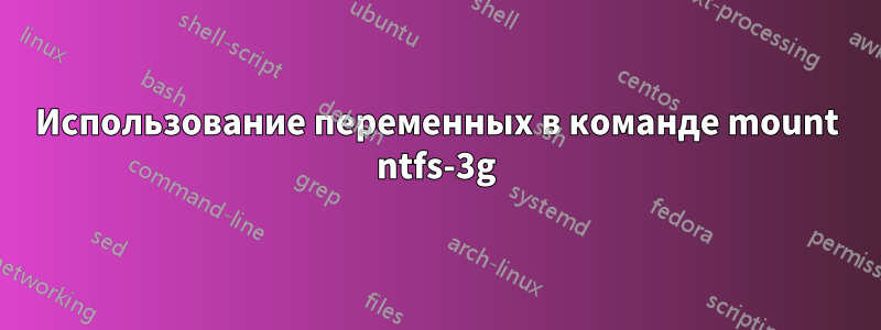 Использование переменных в команде mount ntfs-3g