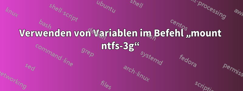 Verwenden von Variablen im Befehl „mount ntfs-3g“