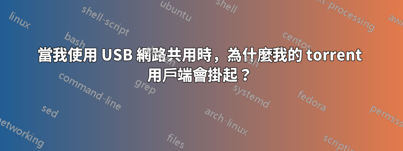 當我使用 USB 網路共用時，為什麼我的 torrent 用戶端會掛起？