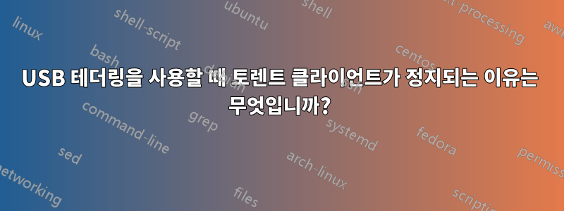 USB 테더링을 사용할 때 토렌트 클라이언트가 정지되는 이유는 무엇입니까?