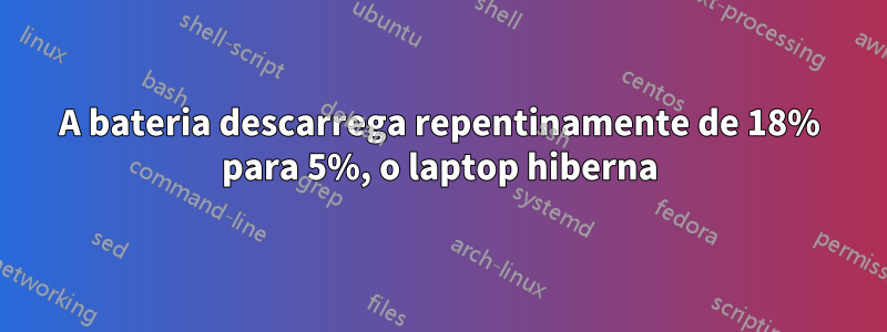 A bateria descarrega repentinamente de 18% para 5%, o laptop hiberna