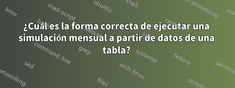 ¿Cuál es la forma correcta de ejecutar una simulación mensual a partir de datos de una tabla?