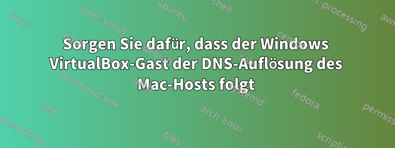 Sorgen Sie dafür, dass der Windows VirtualBox-Gast der DNS-Auflösung des Mac-Hosts folgt