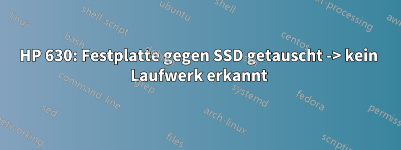 HP 630: Festplatte gegen SSD getauscht -> kein Laufwerk erkannt