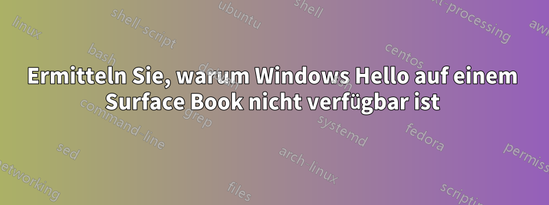 Ermitteln Sie, warum Windows Hello auf einem Surface Book nicht verfügbar ist