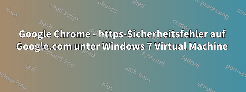 Google Chrome - https-Sicherheitsfehler auf Google.com unter Windows 7 Virtual Machine