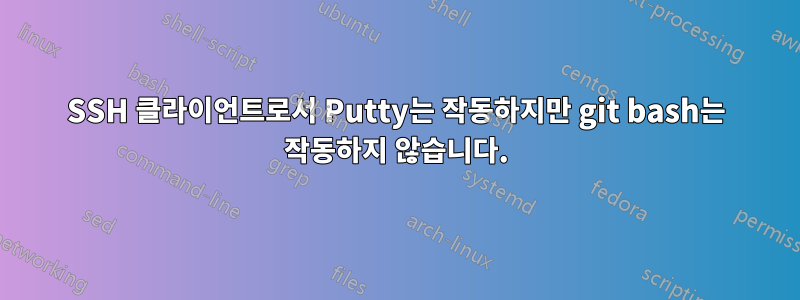 SSH 클라이언트로서 Putty는 작동하지만 git bash는 작동하지 않습니다.