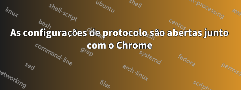 As configurações de protocolo são abertas junto com o Chrome