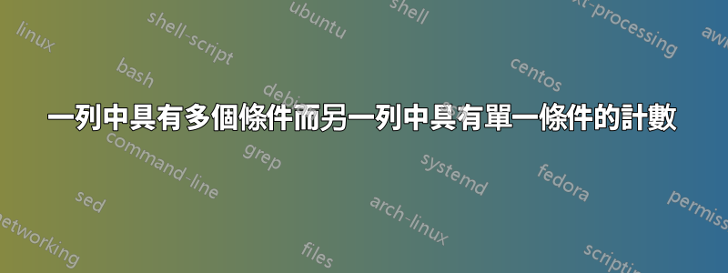 一列中具有多個條件而另一列中具有單一條件的計數