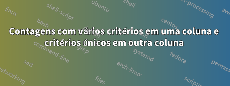 Contagens com vários critérios em uma coluna e critérios únicos em outra coluna