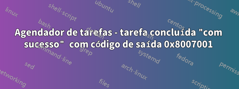 Agendador de tarefas - tarefa concluída "com sucesso" com código de saída 0x8007001