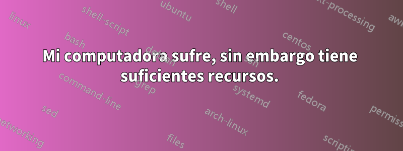 Mi computadora sufre, sin embargo tiene suficientes recursos.