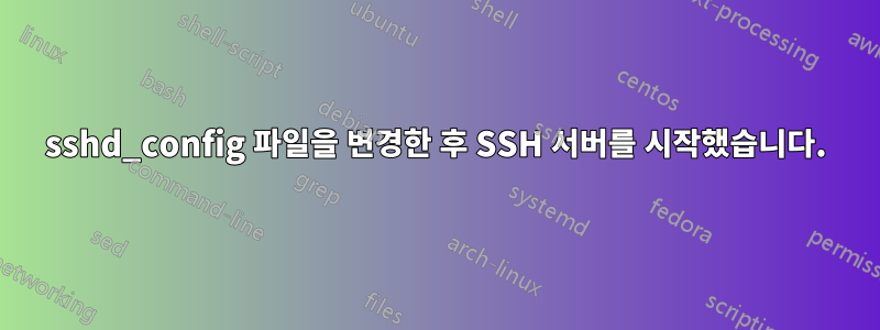 sshd_config 파일을 변경한 후 SSH 서버를 시작했습니다.