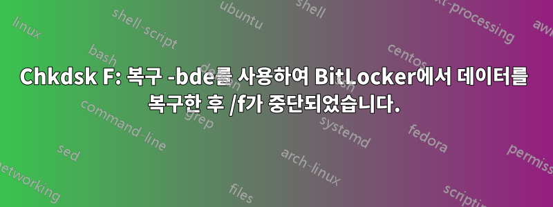 Chkdsk F: 복구 -bde를 사용하여 BitLocker에서 데이터를 복구한 후 /f가 중단되었습니다.