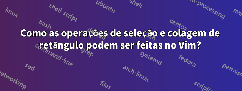 Como as operações de seleção e colagem de retângulo podem ser feitas no Vim?