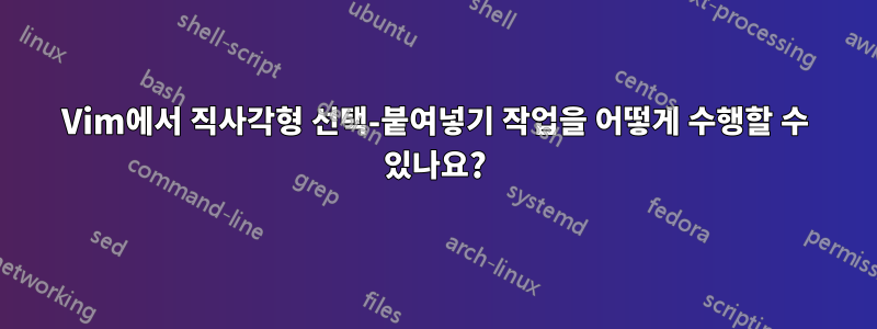 Vim에서 직사각형 선택-붙여넣기 작업을 어떻게 수행할 수 있나요?