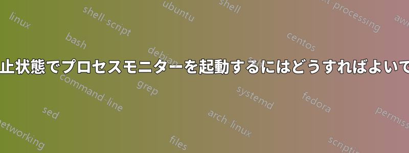 一時停止状態でプロセスモニターを起動するにはどうすればよいですか?