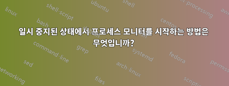 일시 중지된 상태에서 프로세스 모니터를 시작하는 방법은 무엇입니까?