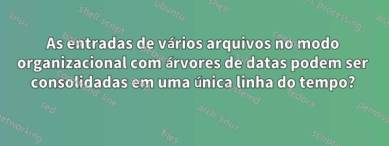 As entradas de vários arquivos no modo organizacional com árvores de datas podem ser consolidadas em uma única linha do tempo?