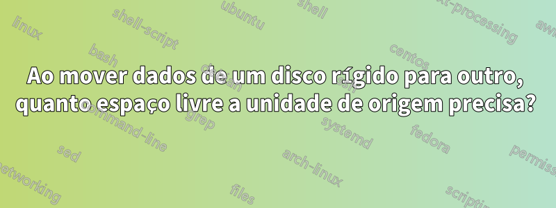 Ao mover dados de um disco rígido para outro, quanto espaço livre a unidade de origem precisa?