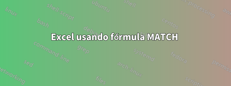 Excel usando fórmula MATCH