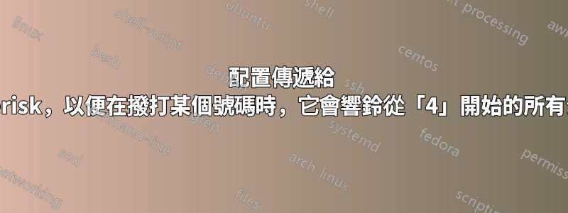 配置傳遞給 Asterisk，以便在撥打某個號碼時，它會響鈴從「4」開始的所有分機