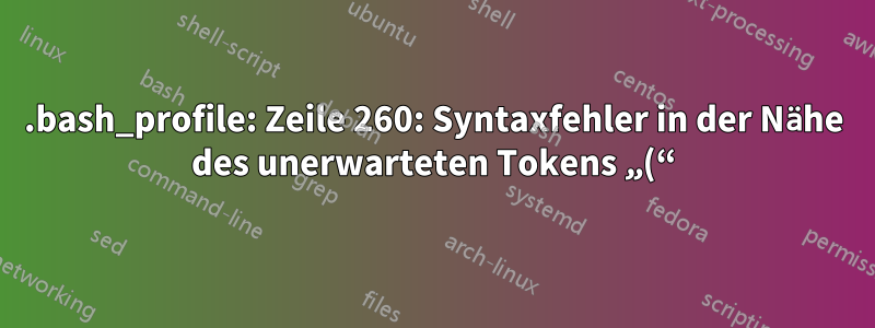 .bash_profile: Zeile 260: Syntaxfehler in der Nähe des unerwarteten Tokens „(“