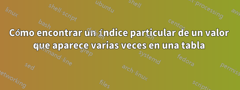 Cómo encontrar un índice particular de un valor que aparece varias veces en una tabla