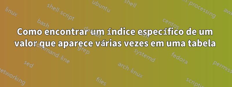 Como encontrar um índice específico de um valor que aparece várias vezes em uma tabela