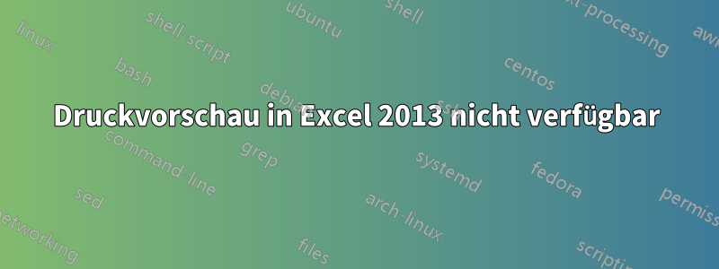 Druckvorschau in Excel 2013 nicht verfügbar