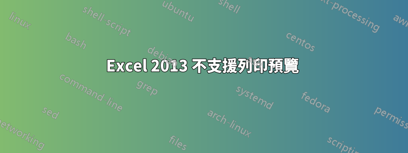 Excel 2013 不支援列印預覽