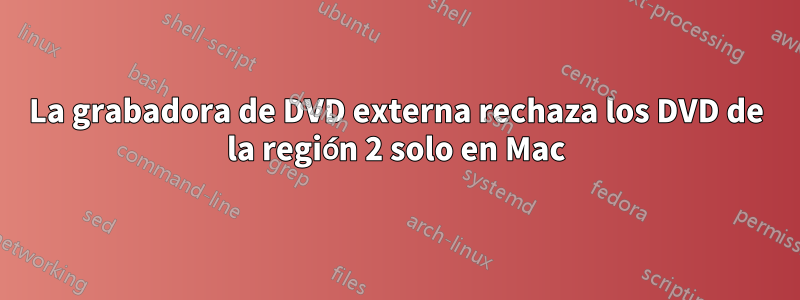 La grabadora de DVD externa rechaza los DVD de la región 2 solo en Mac