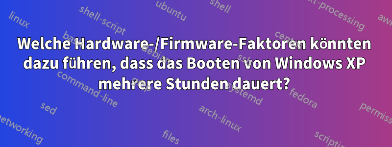 Welche Hardware-/Firmware-Faktoren könnten dazu führen, dass das Booten von Windows XP mehrere Stunden dauert?