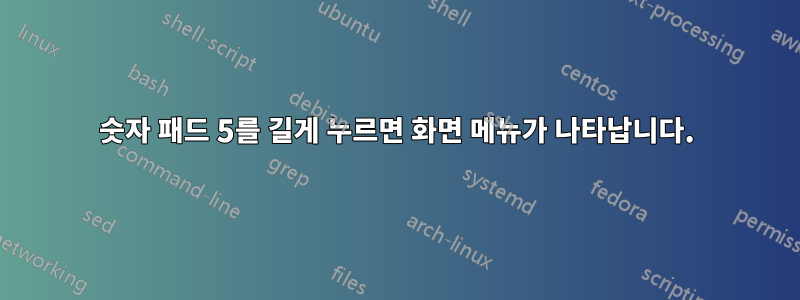 숫자 패드 5를 길게 누르면 화면 메뉴가 나타납니다.