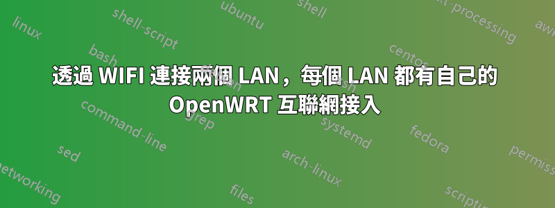 透過 WIFI 連接兩個 LAN，每個 LAN 都有自己的 OpenWRT 互聯網接入