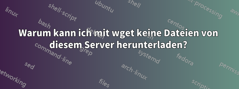 Warum kann ich mit wget keine Dateien von diesem Server herunterladen?