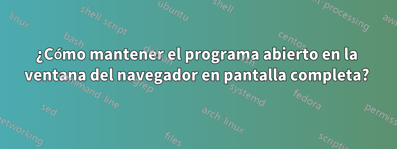 ¿Cómo mantener el programa abierto en la ventana del navegador en pantalla completa?